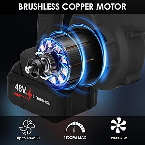 Cordless Blower with rechargeable 2 lithium batteries