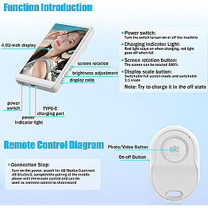 Phone Vlog Selfie Monitor Screen, Magnetic, Wireless.