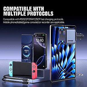 Retractable Car Charger, 4 in 1 Fast Charging
