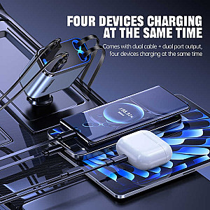 Retractable Car Charger, 4 in 1 Fast Charging