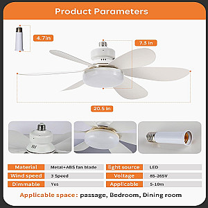 Small Socket Fan Light with Remote Control